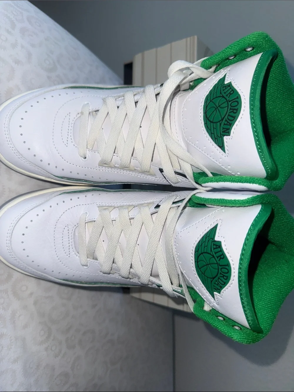 Jordan 2 Retro White Green High-Top Sneakers